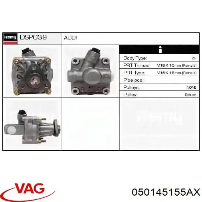 Bomba de dirección asistida  VAG 050145155AX precio, desde 53,72 EUR