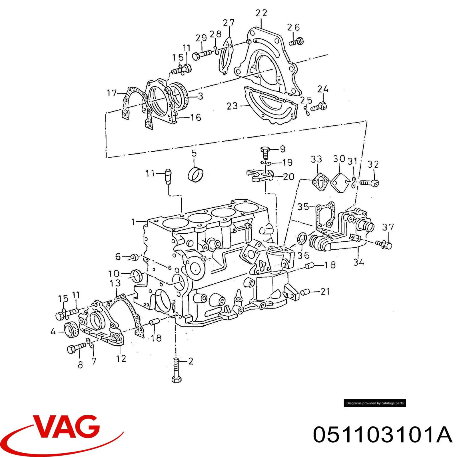 Bloque de cilindros del motor VAG 051103101A precio, desde 3432,96 EUR