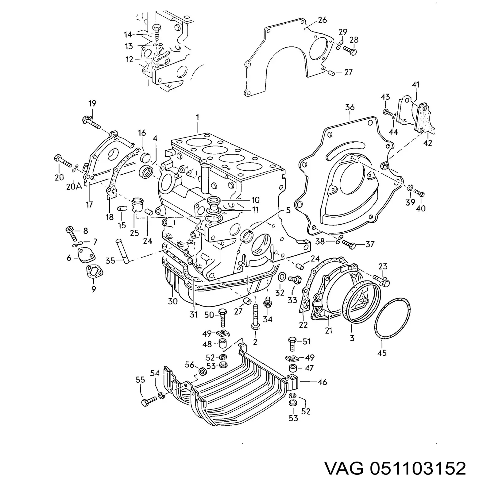 Portasello del cigüeñal delantero VAG 051103152 precio, desde 193,22 EUR