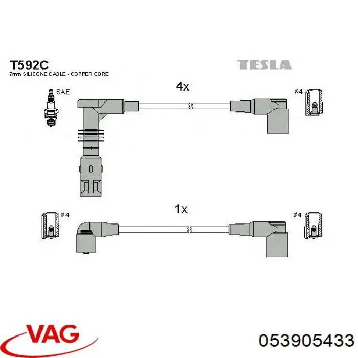 053905433 VAG Cables de alta tensión, juego