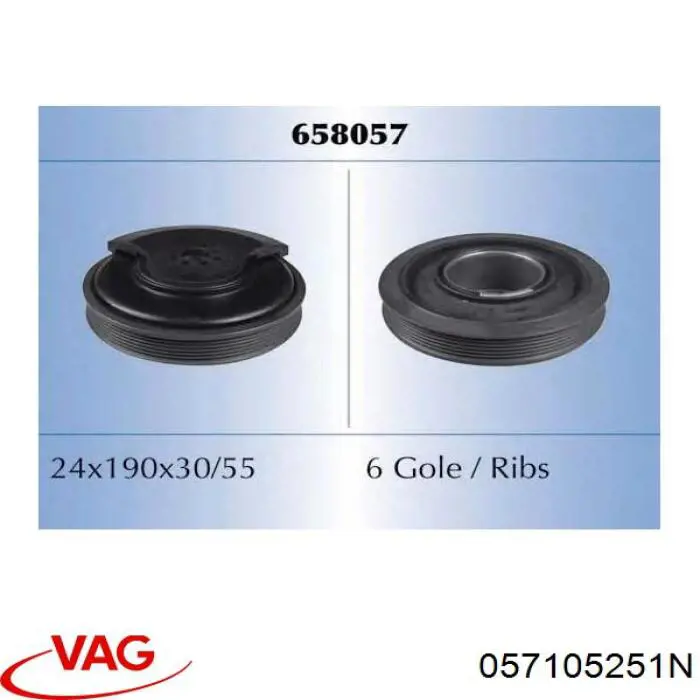Polea del cigüeñal VAG 057105251M precio, desde 66,79 EUR
