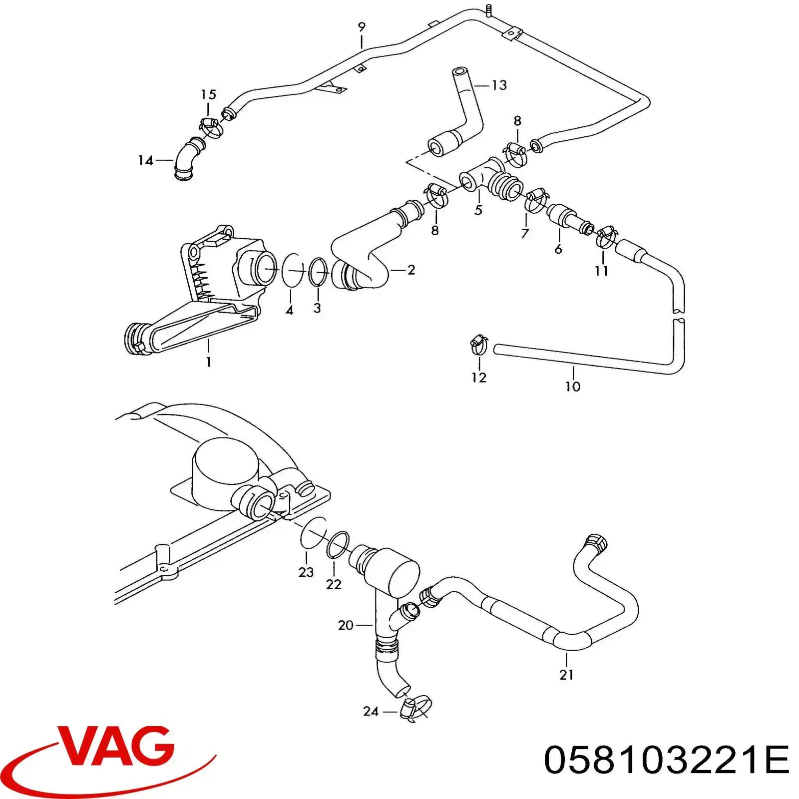 Tubo De Ventilacion Del Carter (Separador de Aceite) VAG 058103221E