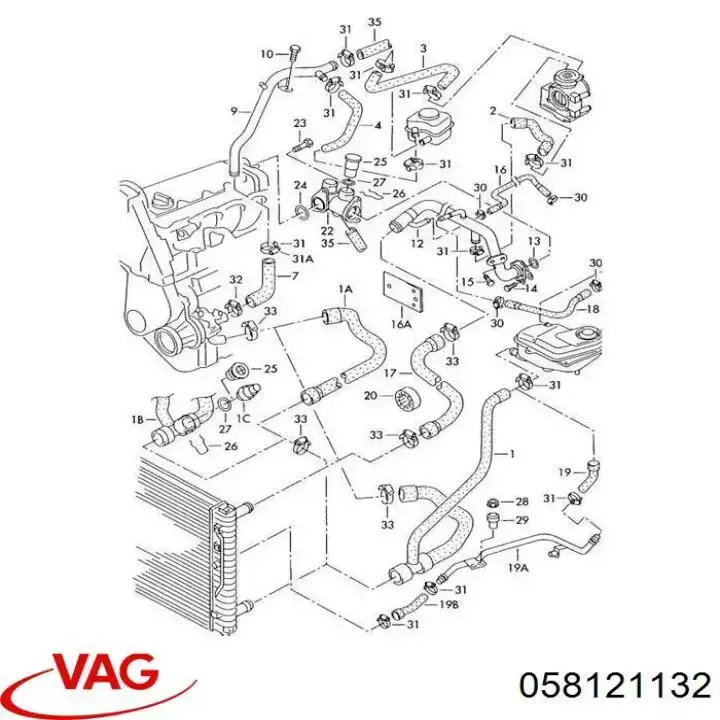 Comprar 058121132 VAG Brida del sistema de refrigeración (triple unión)