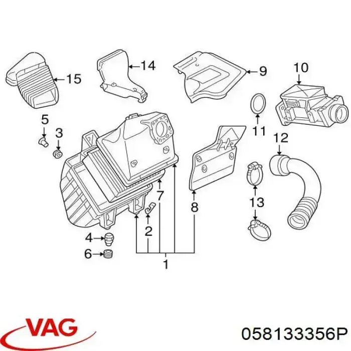 Comprar 058133356P VAG Manguito de aire del medidor de masa de aire