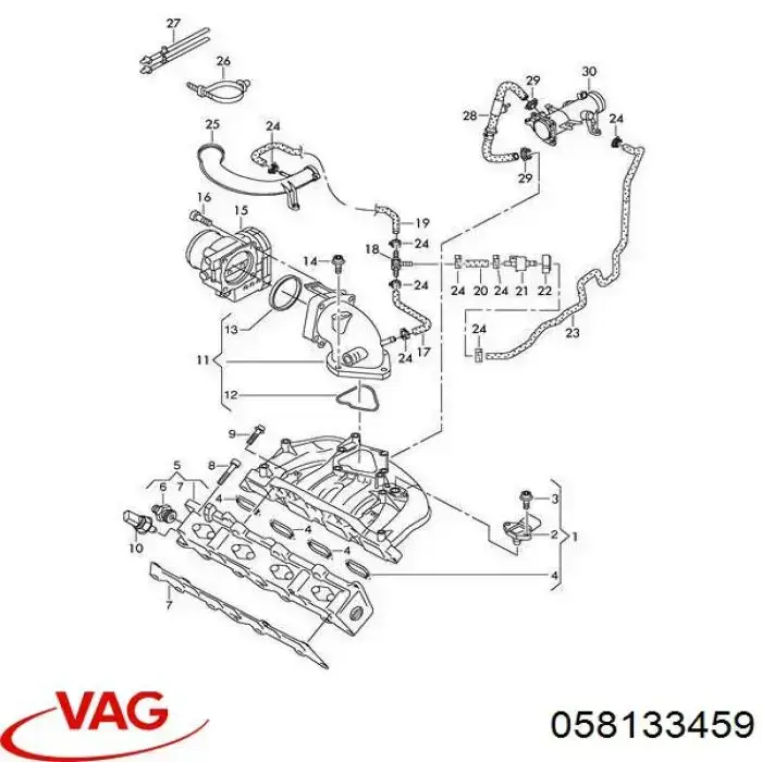 Válvula de ventilación de gases del tanque de combustible VAG 058133459