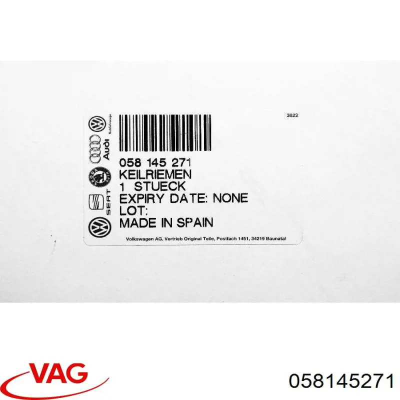 Comprar 058145271 VAG Correa trapezoidal