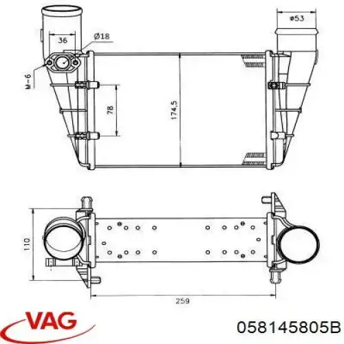 Radiador de aire de admisión VAG 058145805B precio, desde 52,27 EUR