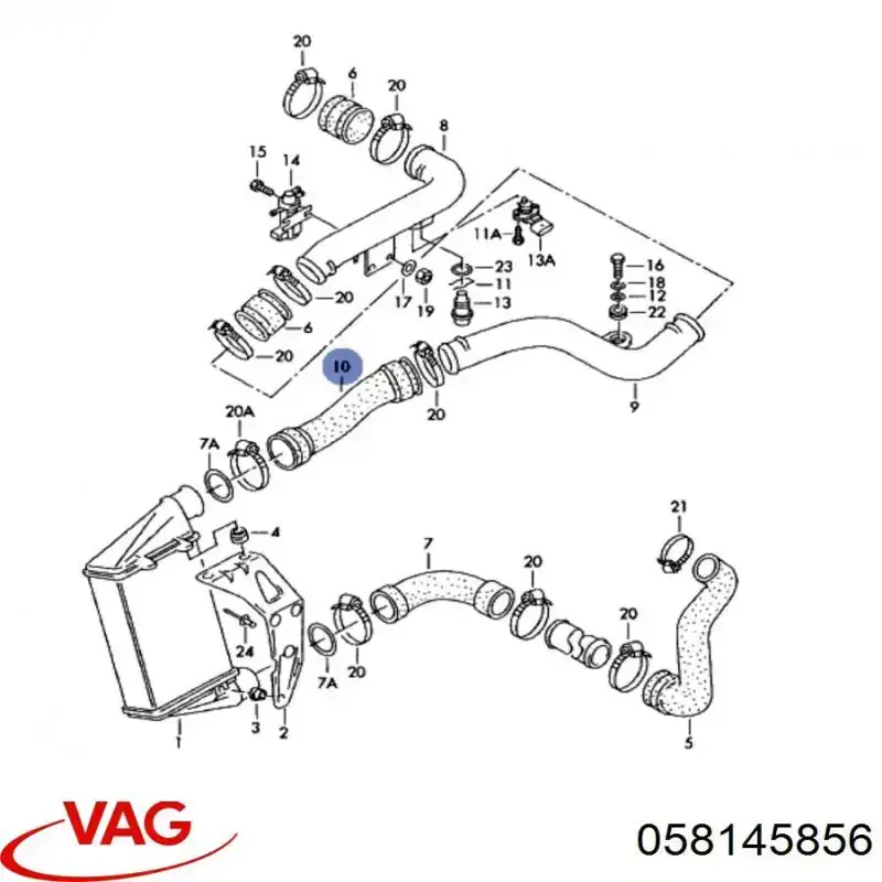 058145856 VAG tubo flexible de aire de sobrealimentación superior