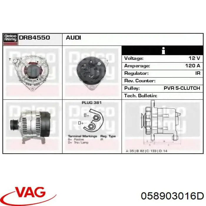 058903016D VAG alternador