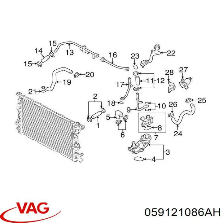Manguito de líquido refrigerante VAG 059121086AH precio, desde 67,58 EUR