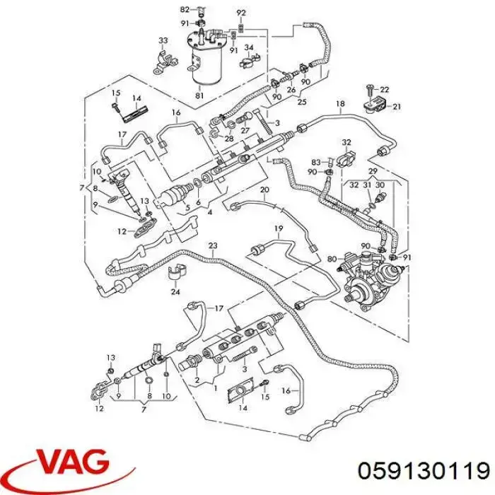 Anillo de sellado del conector de retorno del inyector VAG 059130119 precio, desde 1,33 EUR