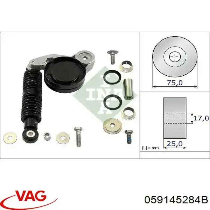 Amortiguador del tensor de la correa de transmisión VAG 059145284B precio, desde 72,69 EUR