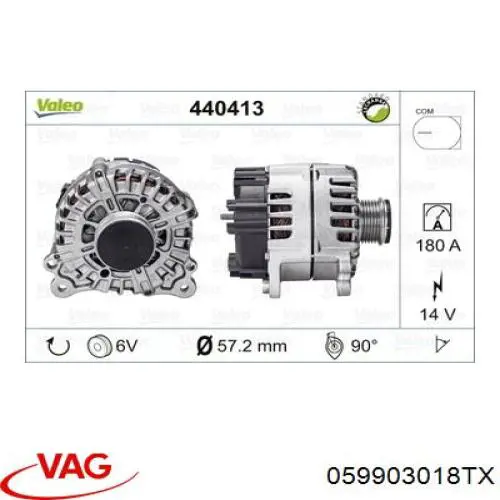 Alternador del motor VAG 059903018TX precio, desde 171,34 EUR