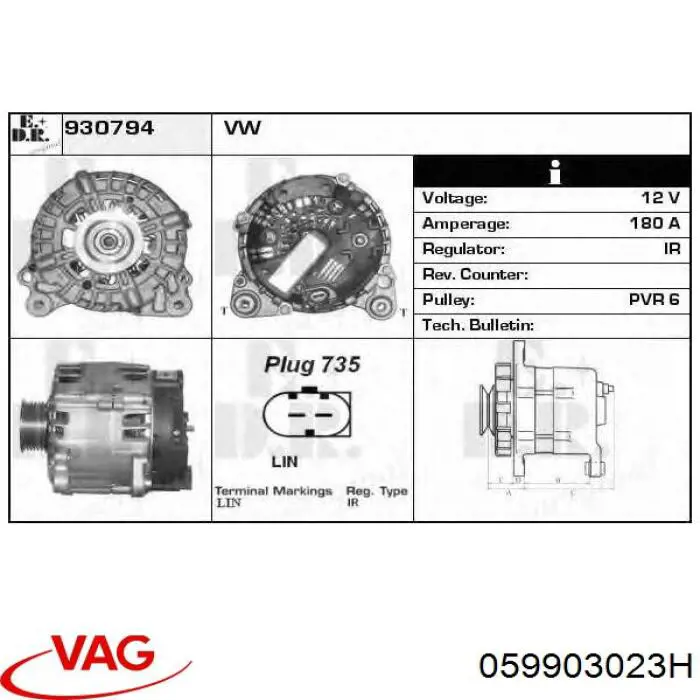 059903023HV VAG alternador