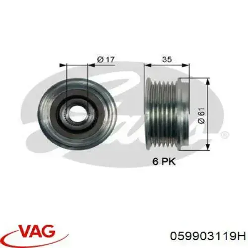 Polea rueda libre VAG 059903119H precio, desde 33,28 EUR