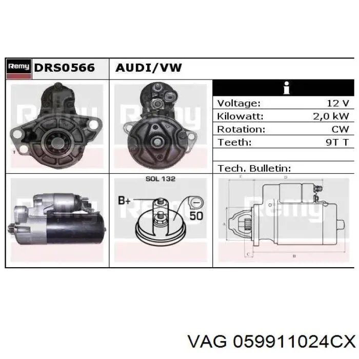 Burro de arranque  VAG 059911024CX precio, desde 90,02 EUR