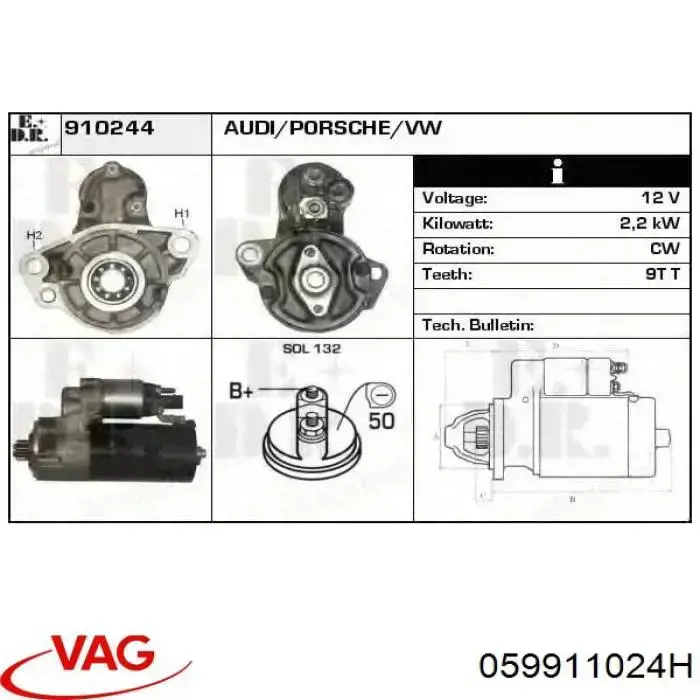 059911024H VAG motor de arranque