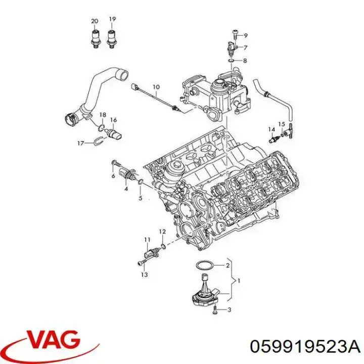 Sensor de temperatura de combustible 059919523A VAG