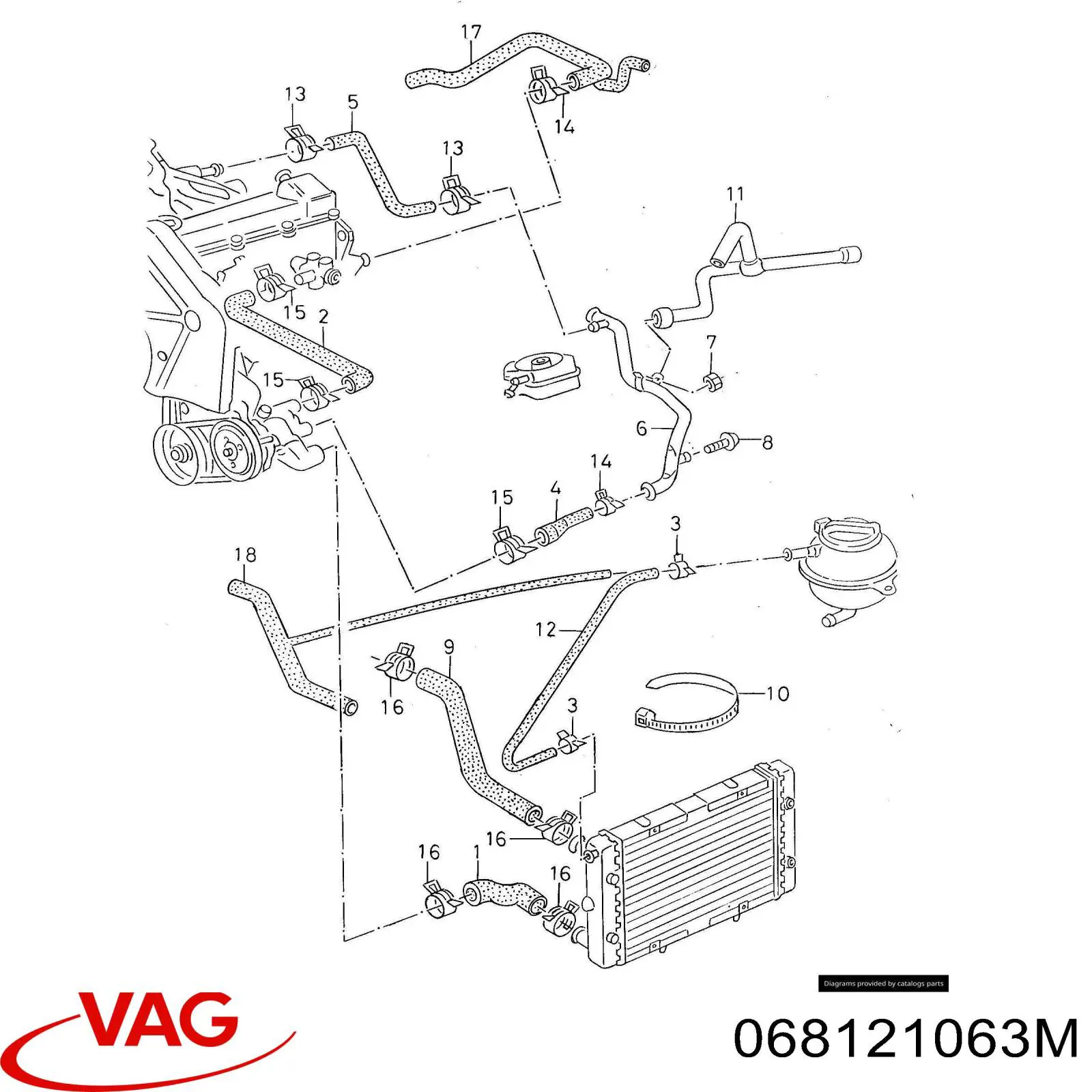 Comprar 068121063M VAG Manguera de agua refrigerante