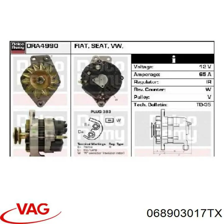 Alternador 0120489378 VAG