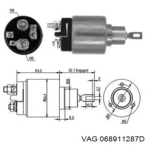 068911287D VAG interruptor magnético, estárter