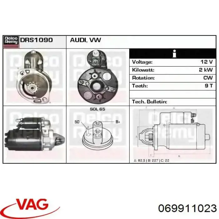 Motor de arranque 069911023 VAG