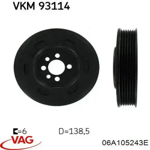 Polea dámper VAG 06A105243E