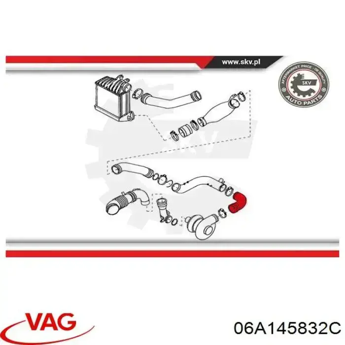 Tubo de salida de aire del turbocompresor 06A145832C VAG