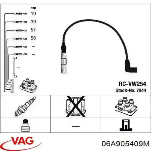 06A905409M VAG juego de cables de encendido