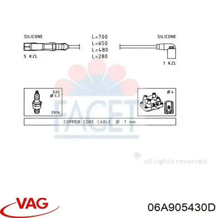 06A905430D VAG cable de encendido, cilindro №1