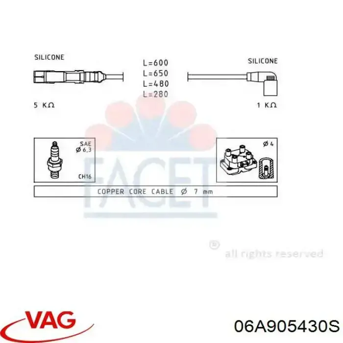 06A905430S VAG cable de encendido, cilindro №2