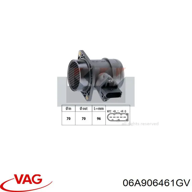 Medidor de flujo de aire VAG 06A906461GV precio, desde 42,89 EUR