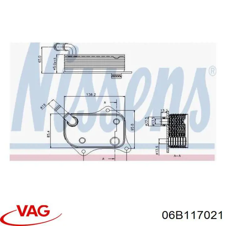 Radiador de aceite debajo del filtro VAG 06B117021 precio, desde 21,93 EUR