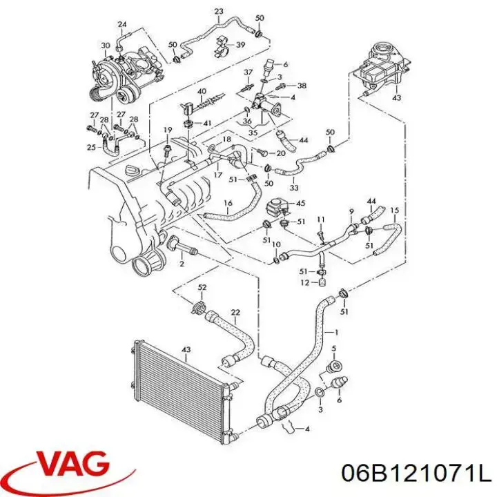 06B121071L VAG manguera (conducto del sistema de refrigeración)