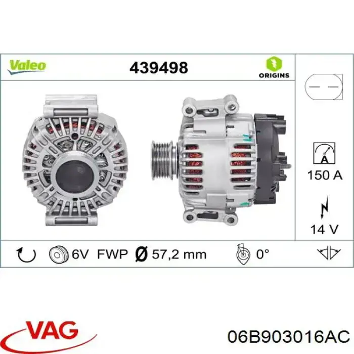 Alternador 06B903016AC VAG