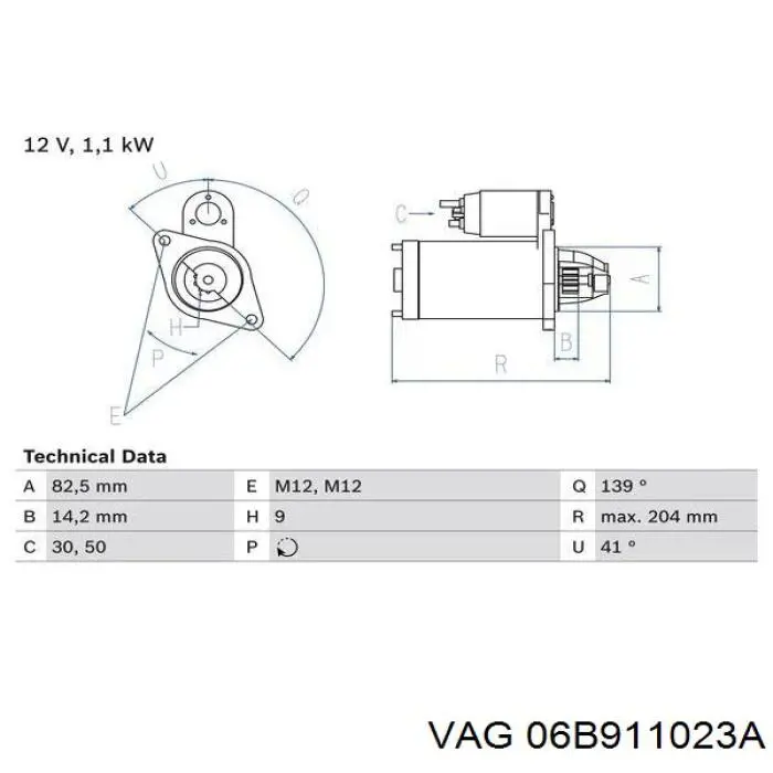 Motor de arranque 06B911023A VAG