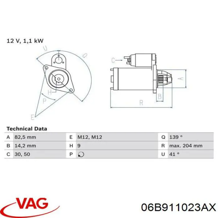 Comprar 06B911023AX VAG Motores de arranque