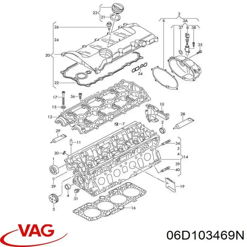 Tapa delantera de la culata 06D103469N VAG