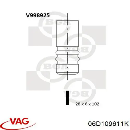 06D109611K VAG válvula de escape