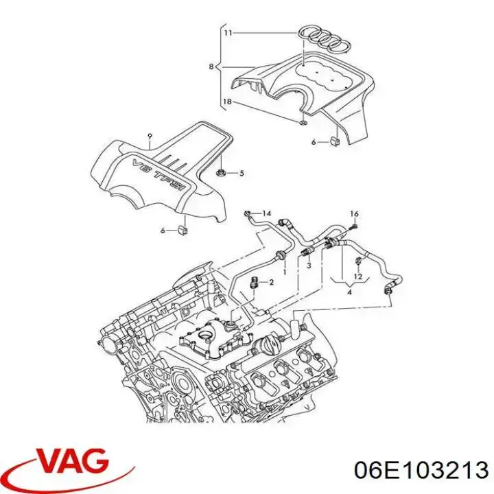 Tubo de ventilación del cárter 06E103213 VAG