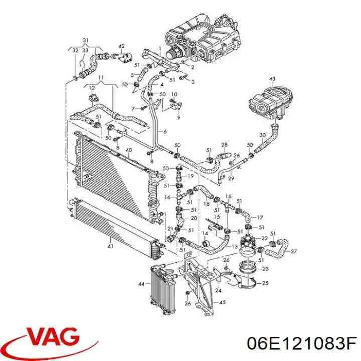 06E121083F VAG manguera (conducto del sistema de refrigeración)