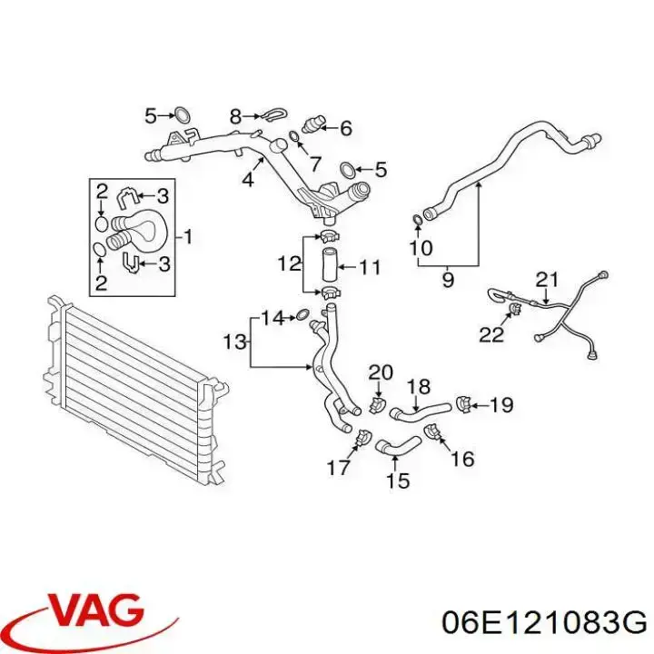 Manguito de líquido refrigerante VAG 06E121083G precio, desde 44,06 EUR