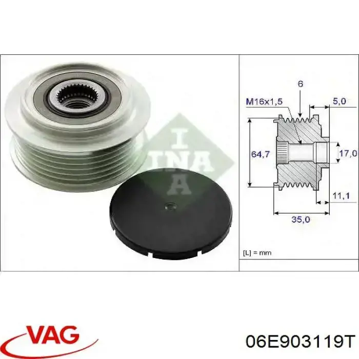 Comprar 06E903119T VAG Rueda libre del alternador