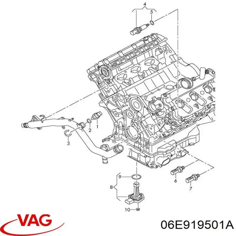 06E919501A VAG sensor de temperatura del refrigerante, salpicadero