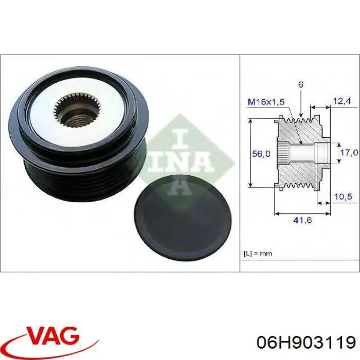 Polea rueda libre VAG 06H903119 precio, desde 37,72 EUR