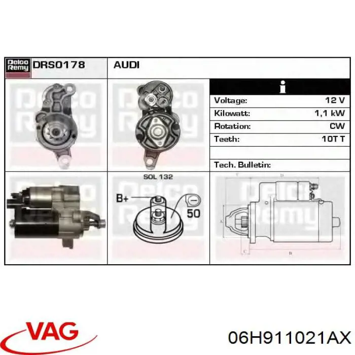 Burro de arranque  VAG 06H911021AX precio, desde 79,86 EUR