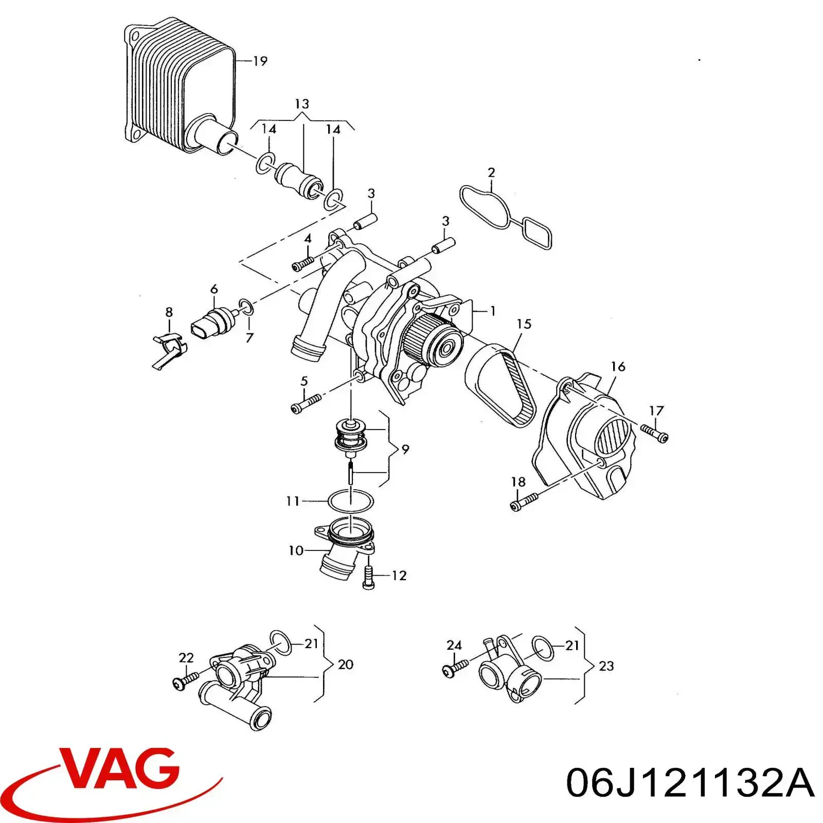 06J121132A VAG Manguera de refrigeración