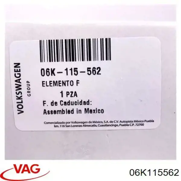 Filtro de aceite VAG 06K115562 precio, desde 5,90 EUR