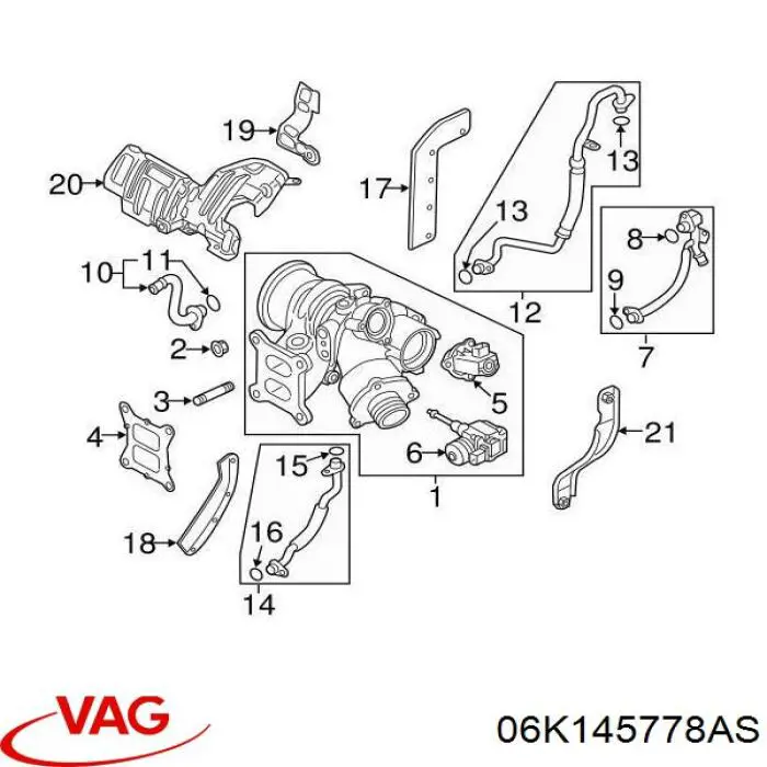 06K145778AS VAG tubo (manguera Para El Suministro De Aceite A La Turbina)