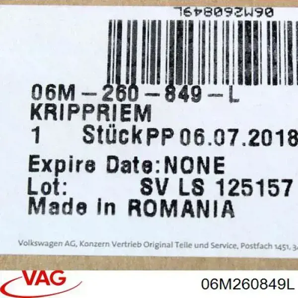 Correa de alternador 06M260849L VAG